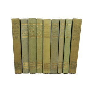 French Art Deco Leather-Bound Books, S/9