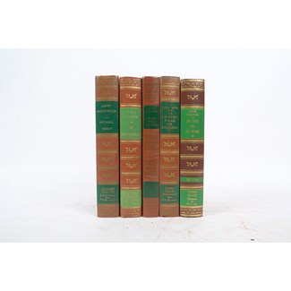 French Mid-Century Leather Bound Books S/5