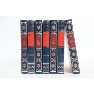 French Leather Bound Books S/7
