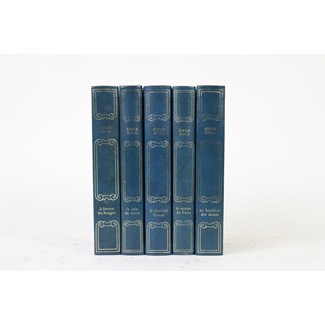 S/5 French Leather Bound Books